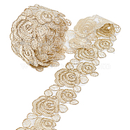 Elite Embroidery Polyester Ribbon, Flower, Light Khaki, 2-1/2 inch(63mm)(OCOR-PH0001-71)
