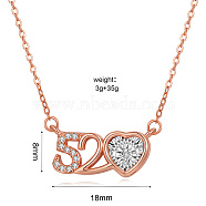 Chic Valentine's Day Jewelry, Number 520 Moissanite and Cubic Zirconia Pendant Necklaces, with Brass Cable Chain for Women, Crystal(BV3457)