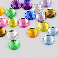 Taiwan Acrylic Rhinestone Cabochons, Flat Back and Faceted, Half Round/Dome, Mixed Color, 8x2.5mm(ACRT-M005-8mm-M)