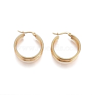 304 Stainless Steel Geometric Hoop Earrings for Women Girls, Hypoallergenic Earrings, Ring with Heart, Golden, 25~25.5x8mm, Pin: 1x0.6mm(STAS-D171-18G)