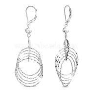 SHEGRACE Rhodium Plated 925 Sterling Silver Leverback Earrings, Ring and Teardrop, Platinum, 65mm(JE802A)