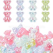 CHGCRAFT 60Pcs 4 Colors Opaque Acrylic Beads, Half Drilled, AB Color, Bear, Mixed Color, 21.5x17.5mm, 15pcs/color(MACR-CA0001-22)