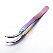 Stainless Steel Beading Tweezers, with Porcelain, Black, 12.7x0.95~1cm(TOOL-F006-12B)