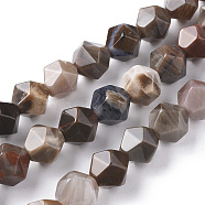Natural Petrified Wood Beads Strands, Star Cut Round Beads, Faceted, 10mm, Hole: 1mm, about 38pcs/strand, 14.76 inch(37.5cm)(G-F668-02-10mm)
