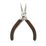 Steel Jewelry Pliers, Round Nose Pliers, with Plastic Handle, Coconut Brown, 12x7.8x1.1cm(PT-G003-04)