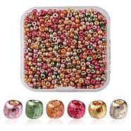 55G 8/0 Plated Glass Seed Beads, Round Hole, Round, Mixed Color, 3x2~3mm, Hole: 0.8mm(SEED-FS0001-02)