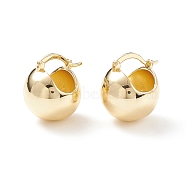 Rack Plating Brass Round Ball Chunky Hoop Earrings for Women, Cadmium Free & Lead Free, Real 18K Gold Plated, 19.5x20mm, Pin: 1.1x0.6mm(EJEW-C029-04G)