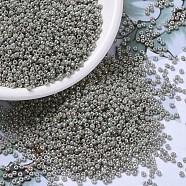 MIYUKI Round Rocailles Beads, Japanese Seed Beads, 11/0, (RR1865) Opaque Smoke Gray Luster, 2x1.3mm, Hole: 0.8mm, about 50000pcs/pound(SEED-G007-RR1865)