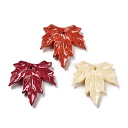 Autumn Synthetic Coral Dyed Pendants, Maple Leaf Charms, Mixed Color, 37.5x38x7mm, Hole: 2mm(CORA-P008-05A)