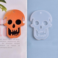 Halloween DIY Skull Pendant Silicone Statue Molds, Resin Casting Molds, For UV Resin, Epoxy Resin Jewelry Making, White, 86x67x11mm, Hole: 3.5mm, Inner Size: 79x59mm(DIY-P006-41)
