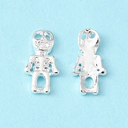 Halloween Themed Alloy Cabochons, Nail Art Decoration Accessories for Women, Cadmium Free & Lead Free, Human Skeleton, Silver Color Plated, 12x6x1.5mm(MRMJ-WH0067-24S-RS)