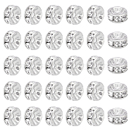 316 Surgical Stainless Steel Spacer Beads, with Rhinestone, Disc, Stainless Steel Color, 8x4mm, Hole: 2mm, 40pcs/box(RB-UN0001-08B)