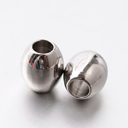 Barrel 201 Stainless Steel Beads, Stainless Steel Color, 7x6mm, Hole: 2.5mm(STAS-E082-21)