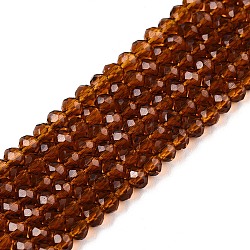 Glass Beads Strands, Faceted, Rondelle, Dark Goldenrod, 3.5~3.8x3mm, Hole: 0.4mm, about 113~115pcs/strand, 12.80~12.99 inch(32.5~33cm)(EGLA-A044-T3mm-D02)