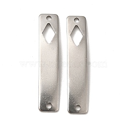 Tarnish Resistant 201 Stainless Steel Connector Charms, Curved Rectangle Links with Hollow Pattern, Stainless Steel Color, Rhombus, 30x6x0.8mm, Hole: 1.4mm(STAS-D244-32P-B)