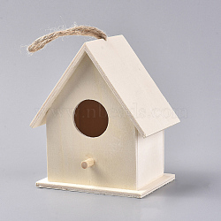 Unfinished Wooden Birdhouse, Creative Wooden Hanging Bird House, for Small Bird DIY Birdcage Making or Decoration, BurlyWood, 185mm(X-HJEW-WH0006-13)