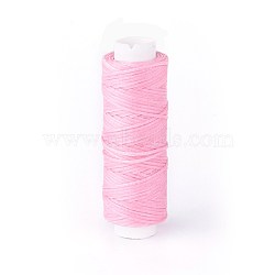 Waxed Polyester Cord, Micro Macrame Cord, for Leather Project, Bracelet Making, Shoe Reparing, Bookbinding, Flat, Pearl Pink, 0.8mm, about 32.8 yards(30m)/roll(YC-L004-20)