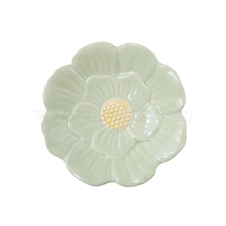 Porcelain Flower Jewelry Tray, Trinket Ring Dish Decorative Plate, for Rings, Earrings, Small Items, Light Green, 98mm(PW-WGBBF78-02)