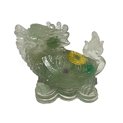 Resin Dragon Display Decoration, with Natural Green Aventurine Chips Inside for Home Office Desk Decoration, 60x30x40mm(PW-WG10219-17)