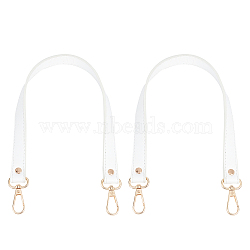 Imitation Leather Bag Handles, with Alloy Swivel Clasp, White, 465x18.5x3mm(PURS-WH0005-10G-02)