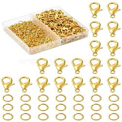 DIY Jewelry Making Finding Kit, Including Zinc Alloy Lobster Claw Clasps, Iron Jump Rings, Golden, 5~12x5~6x0.7mm, Hole: 1.2~3.5mm(DIY-YW0009-22G)