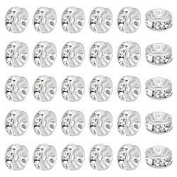 316 Surgical Stainless Steel Spacer Beads, with Rhinestone, Disc, Stainless Steel Color, 8x4mm, Hole: 2mm, 40pcs/box(RB-UN0001-08B)