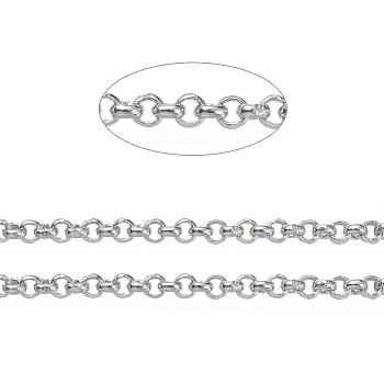 Brass Rolo Chains, Belcher Chains, Soldered, Long-Lasting Plated, with Spool, Cadmium Free & Nickel Free & Lead Free, Platinum, 1.5x0.6mm, about 301.83 Feet(92m)/roll