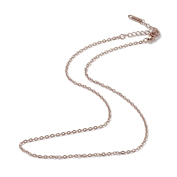 Ion Plating(IP) 304 Stainless Steel Cable Chain Necklace for Men Women, Rose Gold, 15.94 inch(40.5cm)