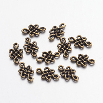 Tibetan Style Chinese Knot Alloy Links connectors, Cadmium Free & Nickel Free & Lead Free, Antique Bronze, 7x11.5x2mm, Hole: 1mm