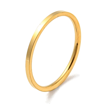 Ion Plating(IP) 304 Stainless Steel Simple Plain Band Finger Ring for Women Men, Real 18K Gold Plated, Size 5, Inner Diameter: 15mm, 1mm