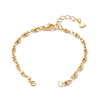 Bracelet Making Accessories, with Soldered Brass Curb Chain, 304 Stainless Steel Bar Link Chain, Lobster Claw Clasps, Charms & Jump Rings, Golden, 6-1/2 inch(16.4cm)