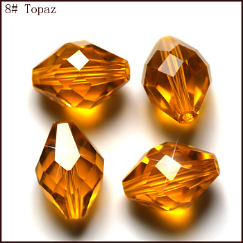 Imitation Austrian Crystal Beads, Grade AAA, Faceted, Bicone, Orange, 6x9.5mm, Hole: 0.7~0.9mm