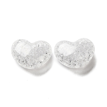 Transparent Crackle Acrylic Beads, Heart, Clear, 12x21x9.5mm, Hole: 2mm, about 235pcs/500g