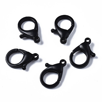 Opaque Acrylic Lobster Claw Clasps, Black, 25x18x6mm, Hole: 2mm