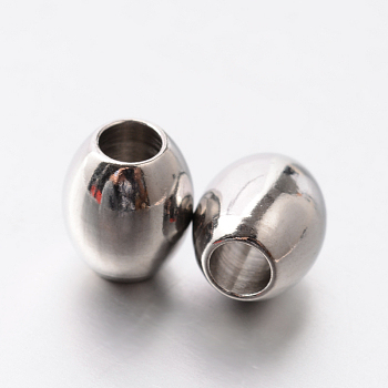 Barrel 201 Stainless Steel Beads, Stainless Steel Color, 7x6mm, Hole: 2.5mm