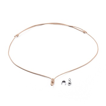 Adjustable Korean Waxed Polyester Cord Necklace Making, with 304 Stainless Steel Lobster Claw Clasps and Pinch Bails, Wheat, 21.26 inch~27.32 inch(54~69.4cm)