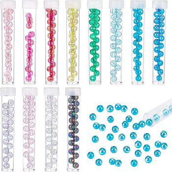 Olycraft 4 Sets 2 Style Plastic Round Beads, with Hole, DIY Jewelry Epoxy Handmade Craft Supplies, Mixed Color, 1/4 inch(0.6cm), 20pcs/set, 2sets/style