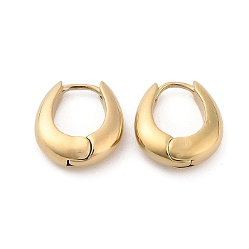 304 Stainless Steel Hoop Earrings, Real 14K Gold Plated, 17.5x15x5mm