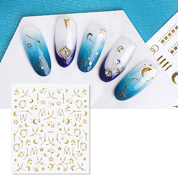 Nail Art Stickers Decals, Self-adhesive, 3D Stickers, For Nail Tips Decorations, Gold, 138x90mm