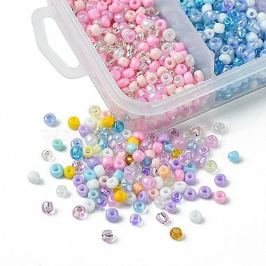 90G 5 Style Opaque & Transparent Inside Colours Glass Seed Beads(SEED-FS0001-15A)-3