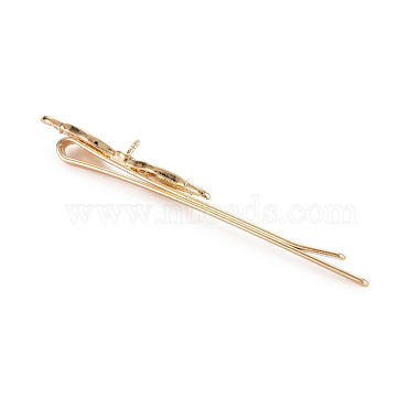 Brass Pave Clear Cubic Zirconia Hair Bobby Pin Findings(KK-S356-650-NF)-3