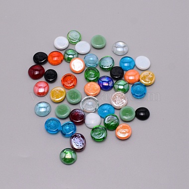 Mixed Color Flat Round Glass Beads