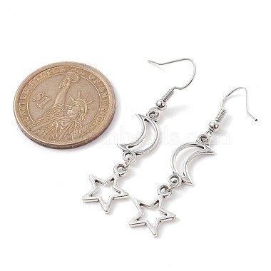 Boucles d'oreilles pendantes en alliage creux lune et étoile pour femmes(EJEW-JE05627)-3