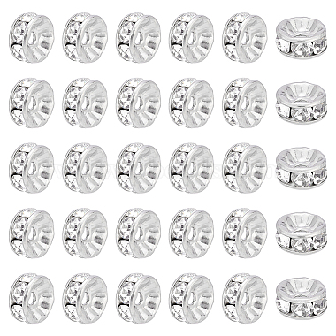 Disc Stainless Steel+Rhinestone Spacer Beads