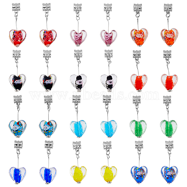 Mixed Color Heart Lampwork Dangle Charms