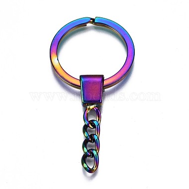 Rainbow Color Alloy Split Key Rings(PALLOY-S180-229-NR)-3
