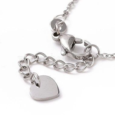 304 bracelet à maillons coeur en acier inoxydable avec breloques en perles de verre pour femme(STAS-E154-06P)-4