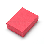 Cardboard Jewelry Set Box, for Ring, Necklace, Rectangle, Red, 9x7x3cm(CBOX-R036-13C)