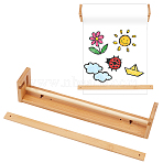 Wall-hanging Wood Drawing Paper Roll Holder, Rectangle, BurlyWood, 31.8x5.9x1cm(DIY-WH0496-66)