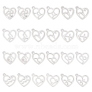 24Pcs 12 Style 304 Stainless Steel Pendants, Laser Cut, Heart with Constellation, Stainless Steel Color, 15.5x12.5x0.6mm, Hole: 1.5mm, 2pcs/style(STAS-SC0004-87P)